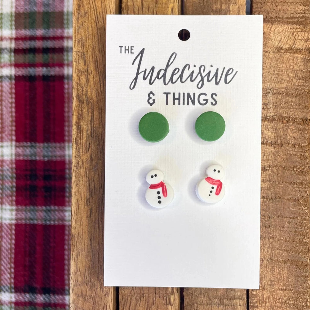 Two Studs: Green and Snowman Studs