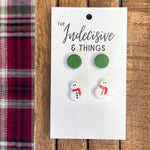 Two Studs: Green and Snowman Studs