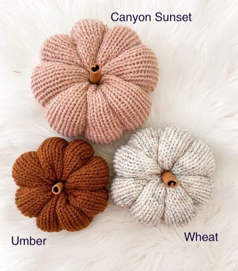 Knitted Pumpkins with Cinnamon Stick
