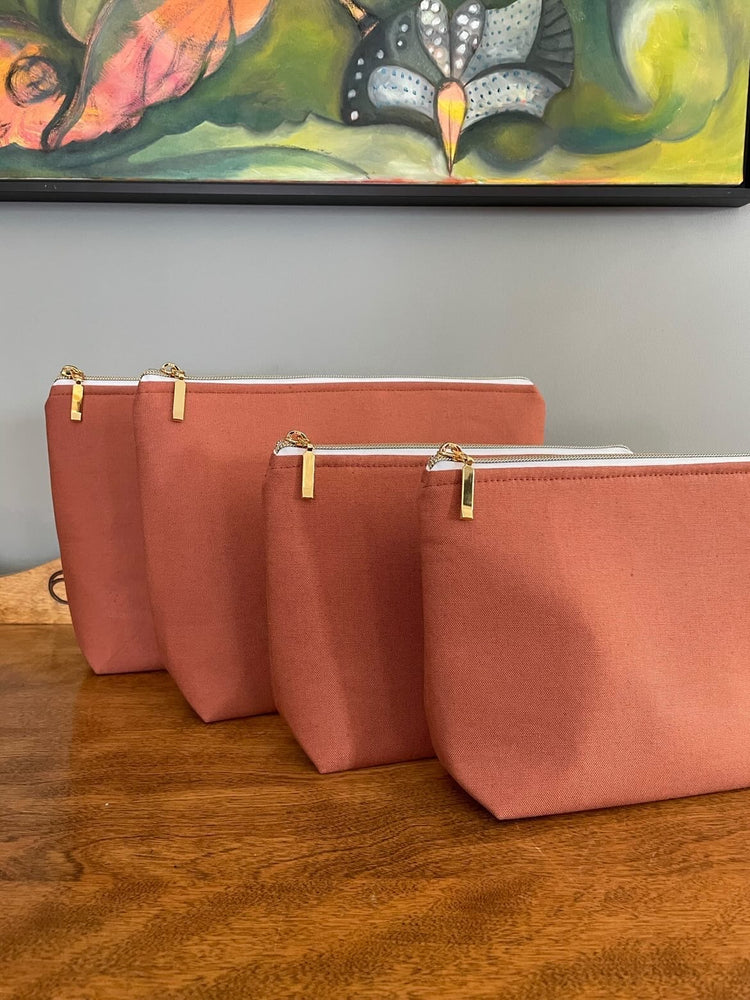 Large Linen Zip Pouch | Makeup Bag
