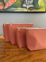 Large Linen Zip Pouch | Makeup Bag