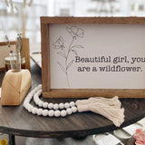 Wood Bead Garland | White