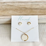 Minimalist Porcelain Gold Circle Pendant Set