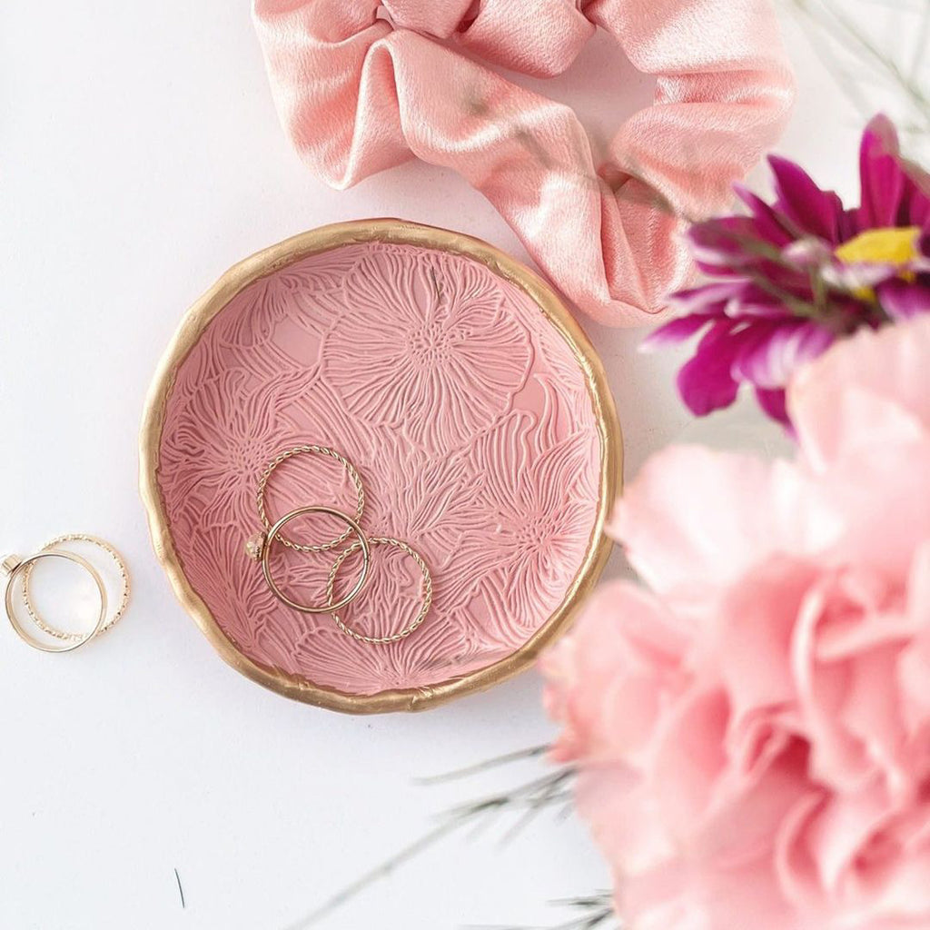Pink Floral Impressions Ring Dish – The Pear Co.