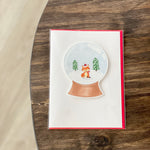 3D Christmas Globe Fox Greeting Card