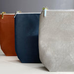 Large Linen Zip Pouch | Makeup Bag