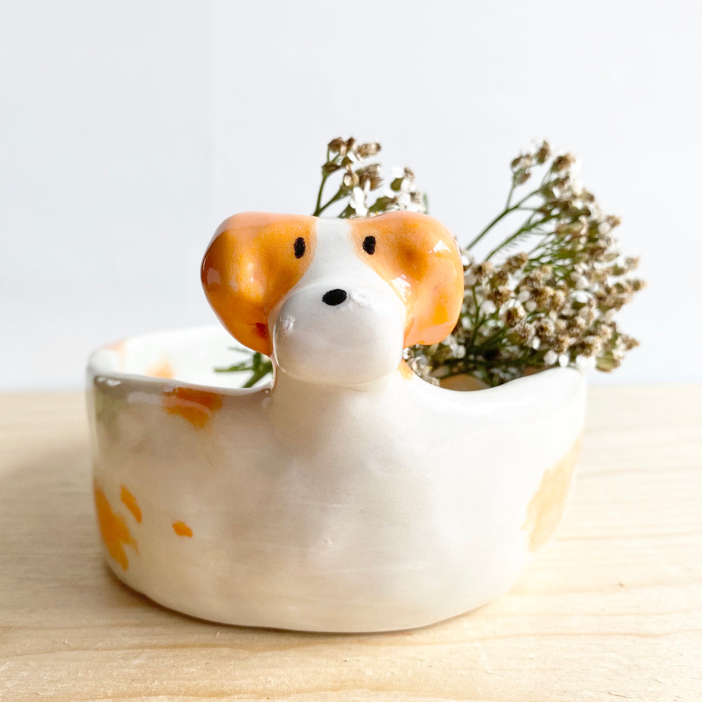 Large Ceramic Spaniel Catchall | Planter