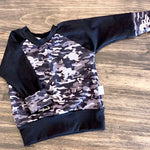 Grow With Me Crew Neck Sweater | Grey Camo