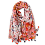 Lightweight Scarf | Red + Pink Garden