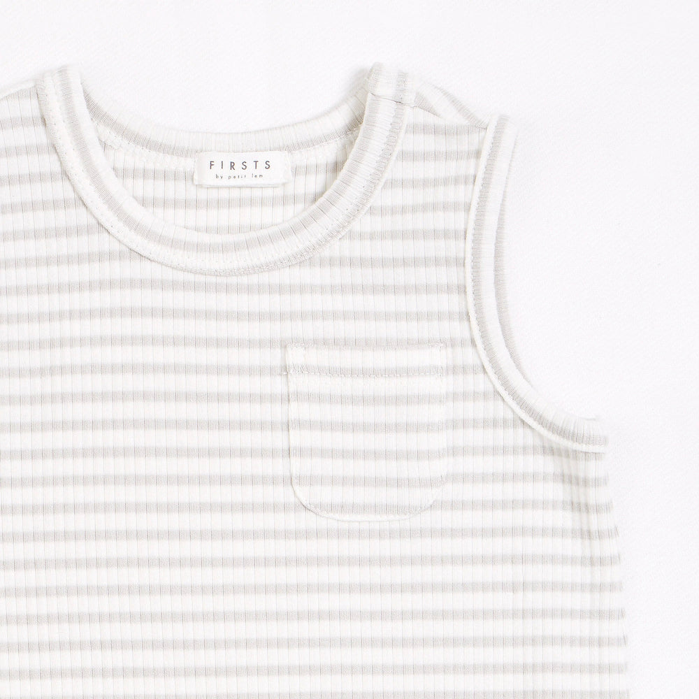 Lunar Rock Striped Modal Rib Sleeveless Romper