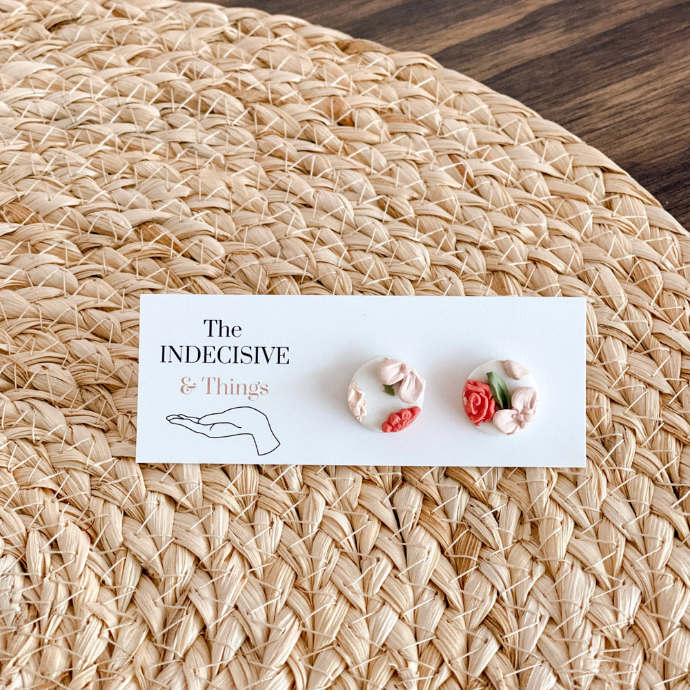 Floral Clay Studs | Round