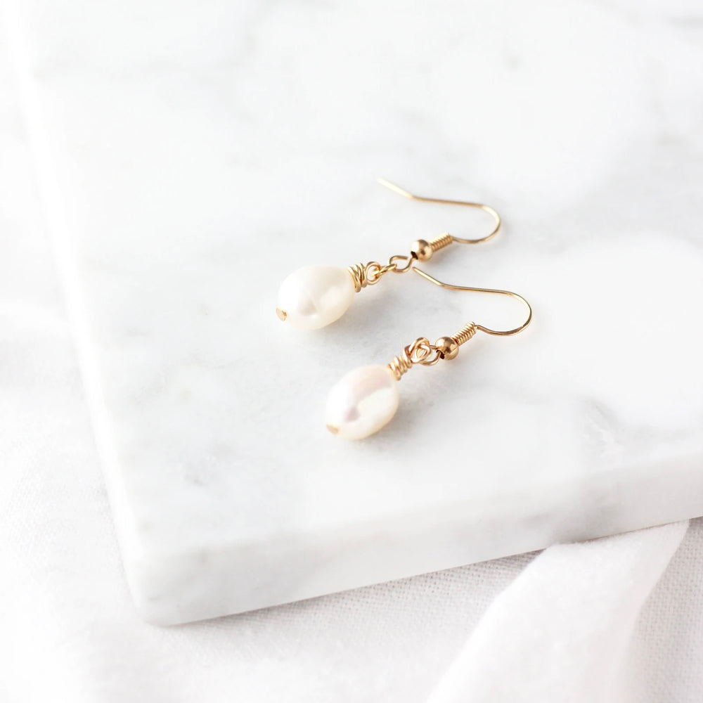 Freshwater Pearl Earrings | Gold