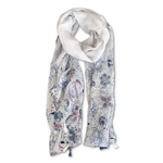 Lightweight Scarf | Off White + Blue Florals