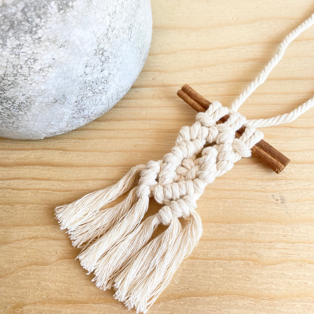 Macrame Car Diffuser With Cinnamon Stick (More Options)