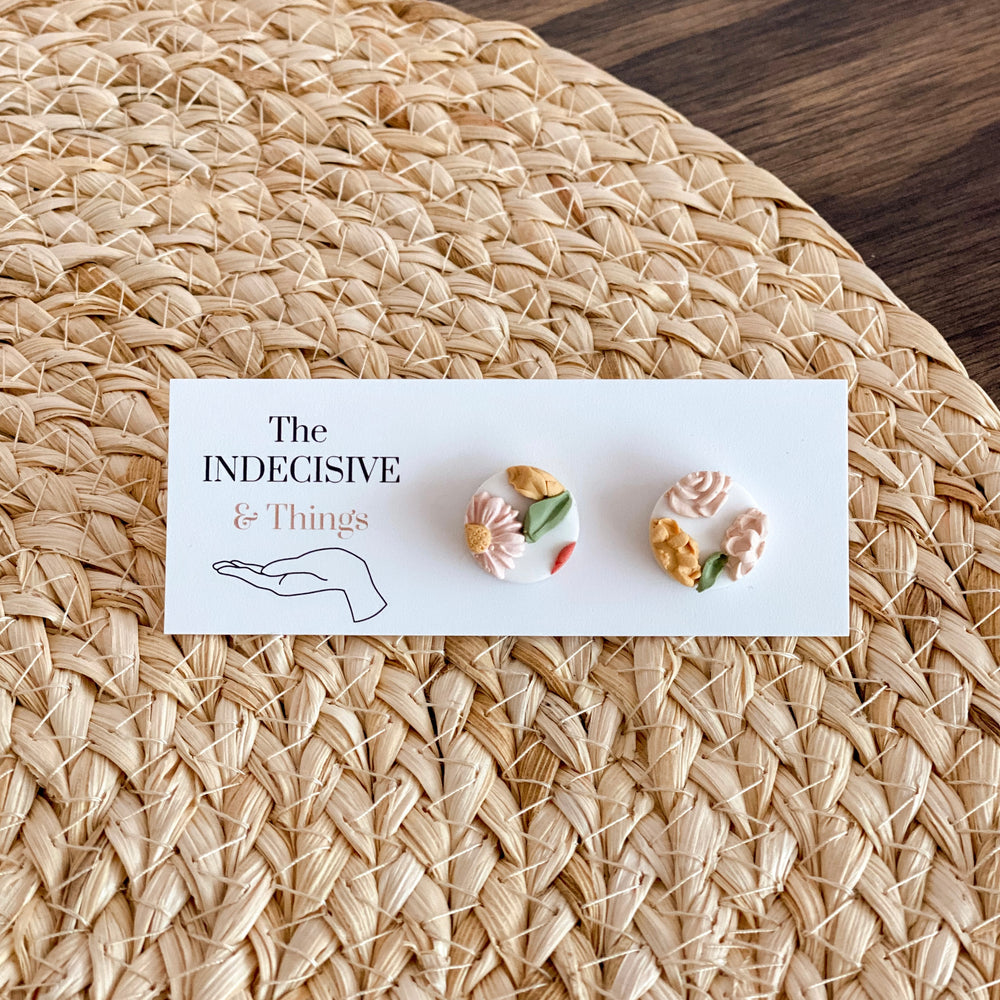 Floral Clay Studs | Round