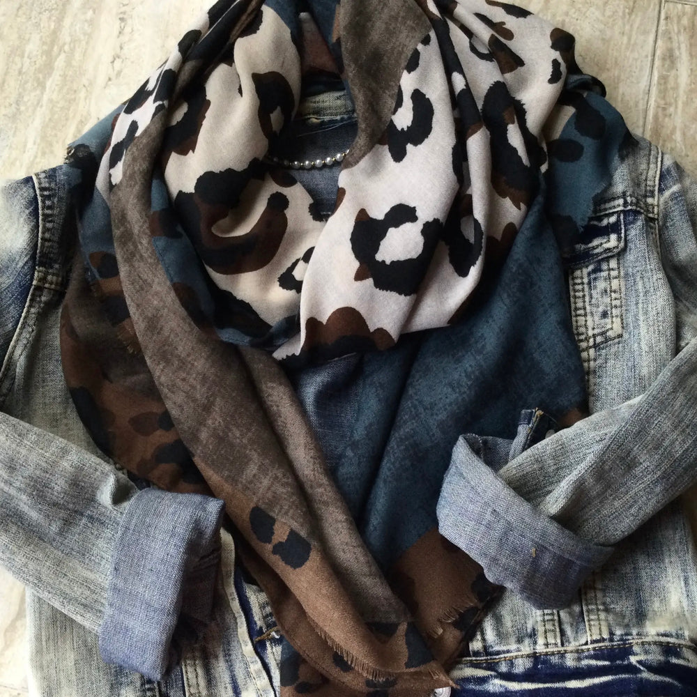 Lightweight Scarf | Cheetah Browns + Blues