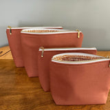 Large Linen Zip Pouch | Makeup Bag