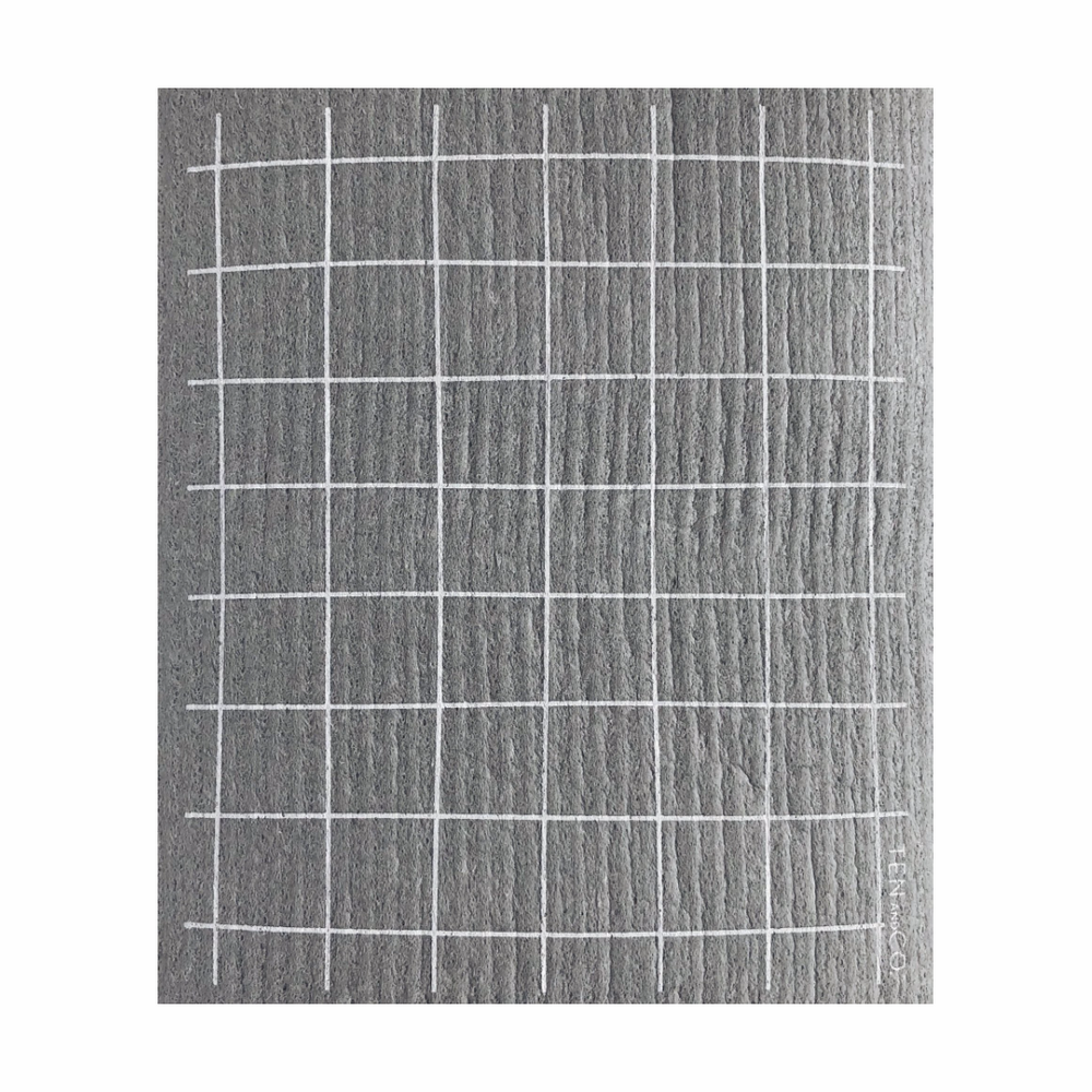 Grey Grid Sponge Cloth | Ten and Co.