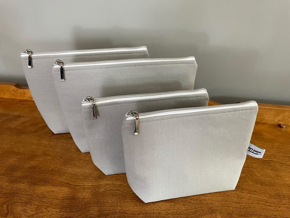 Large Linen Zip Pouch | Makeup Bag