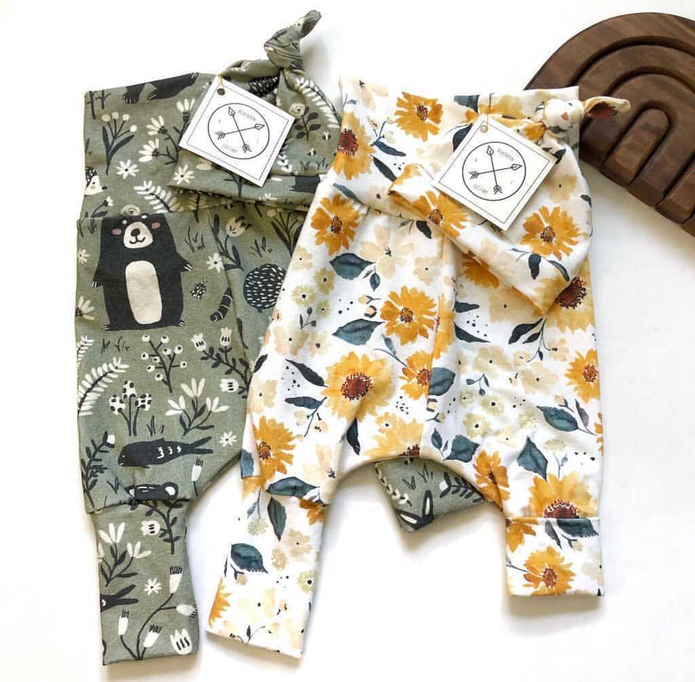 Grow With Me Leggings + Top Knot Hat Set (More Colour Options)