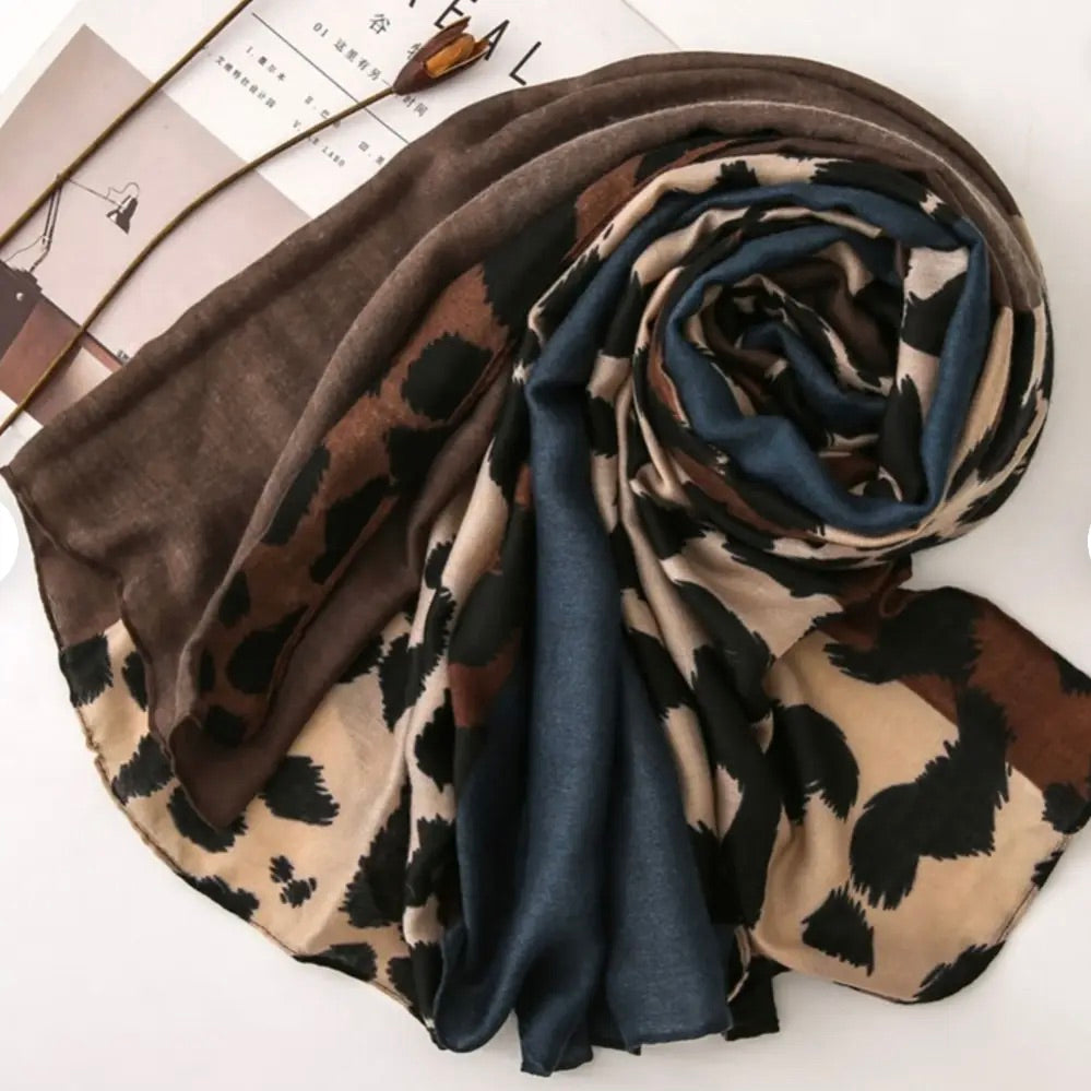 Lightweight Scarf | Cheetah Browns + Blues