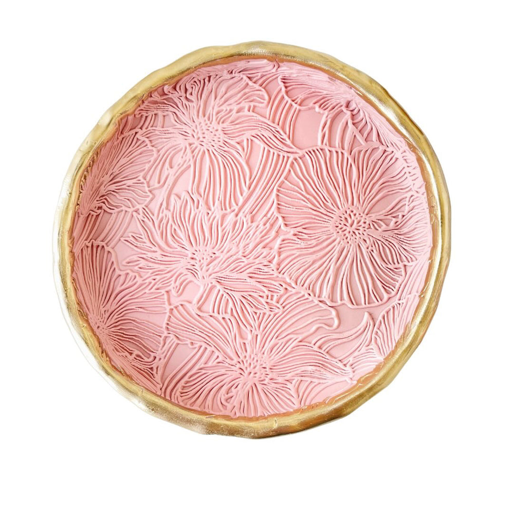 Pink Floral Impressions Ring Dish