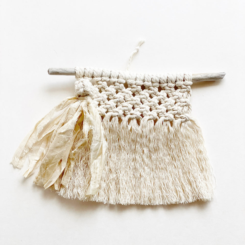 Sari Silk + Driftwood Macrame Wall Hanging