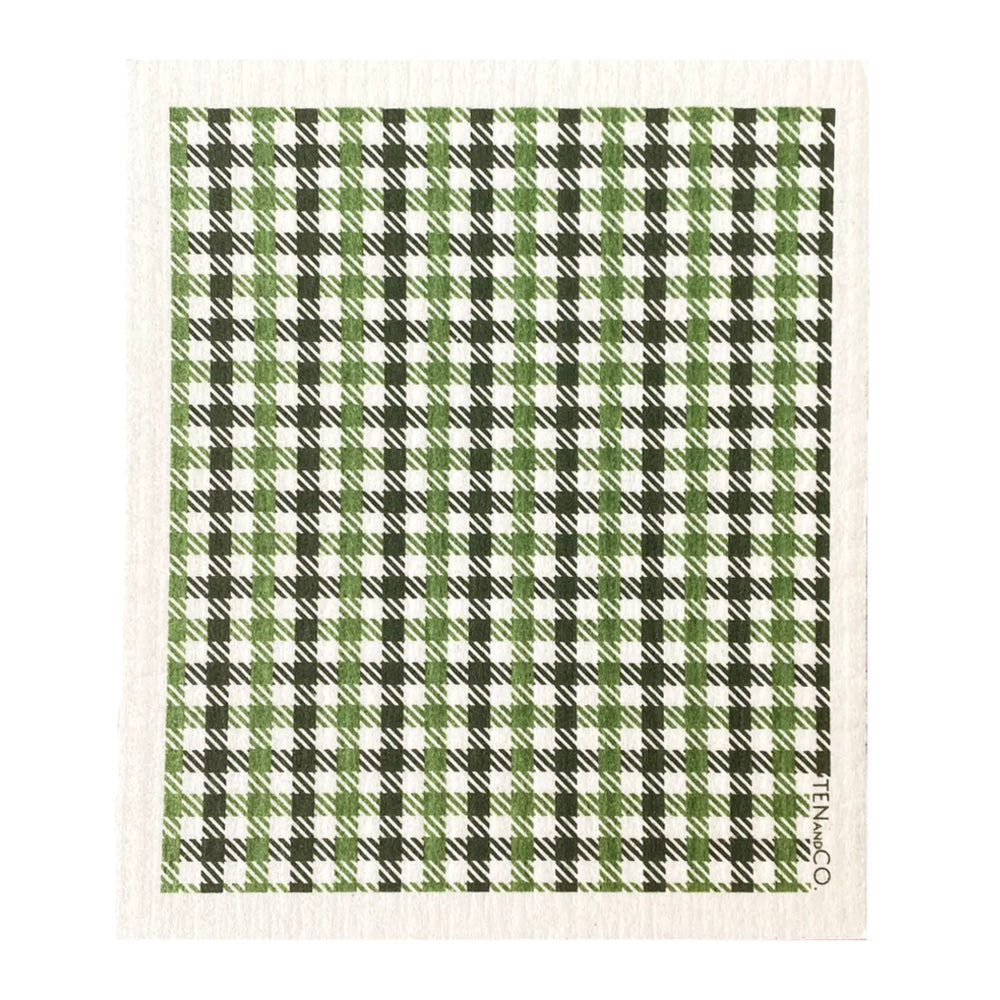 Plaid Green Sponge Cloth | Ten and Co.