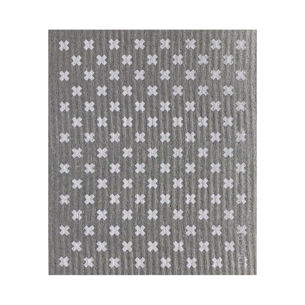 Tiny X Grey + White Sponge Cloth | Ten and Co.